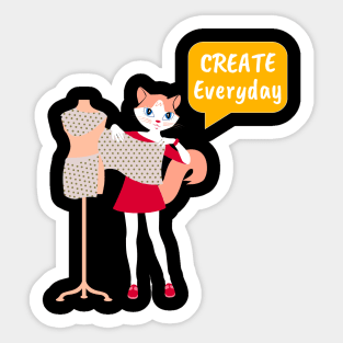 Fashion Designer Cat- Create Everyday Sticker